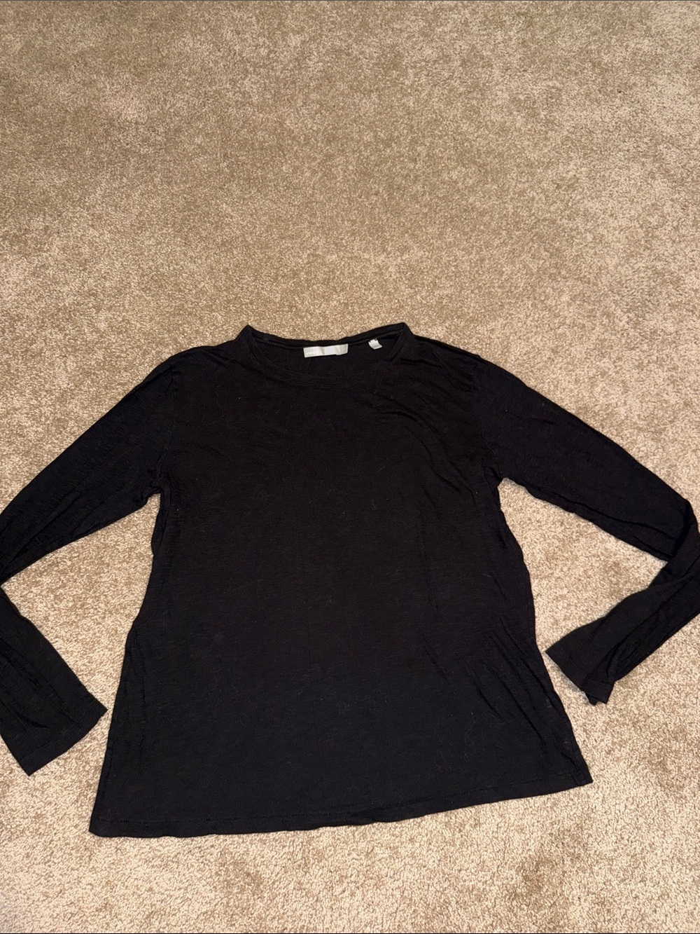 Vince Black Long-Sleeve Crewneck Top - Large